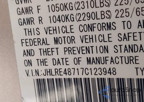 2007 Honda Cr-V Ex-L z USA, uszkodzony, nr VIN JHLRE48717C123948